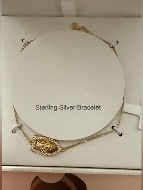 Cynthia Rowley Gold Tone Sterling Silver Bracelet Virgin Mary Catholic New